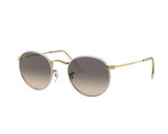 Ray-Ban Round Full Color Light Grey On Legend Gold Clear Gradient Grey