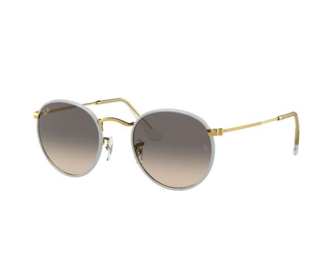 Ray-Ban Round Full Color Light Grey On Legend Gold Clear Gradient Grey