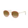 Ray-Ban Round Full Color Light Red On Legend Gold Clear Gradient Brown