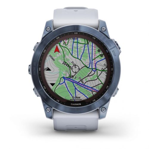 Garmin Fénix 7X Solar Titane Cobalt Blue avec Bracelet Blanc