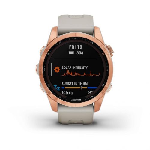 Garmin Fénix 7S Solar Rose Gold avec Bracelet Beige Sable