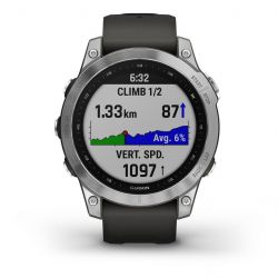 Montre GPS Garmin Fenix 6 Pro Solar Titane Bleue Cobalt Bracelet Blanc.