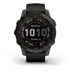 Garmin Fénix 7 Sapphire Solar Titane Carbon Gray DLC avec Bracelet Noir