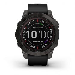 Garmin Fénix 7 Sapphire Solar Titane Carbon Gray DLC avec Bracelet Noir