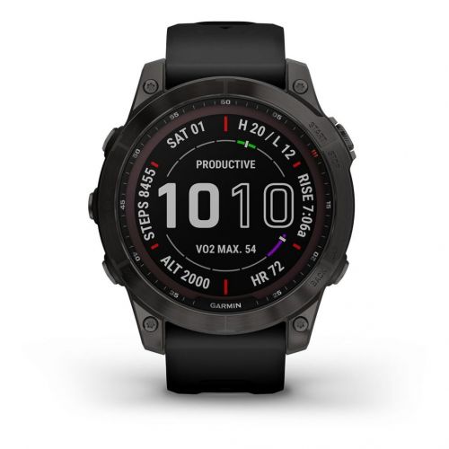 Garmin Fénix 7 Sapphire Solar Titane Carbon Gray DLC avec Bracelet Noir