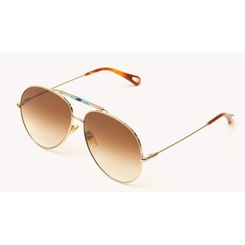 Chloé CH0113S Gold Ethnic Blue Brown Faded Lenses
