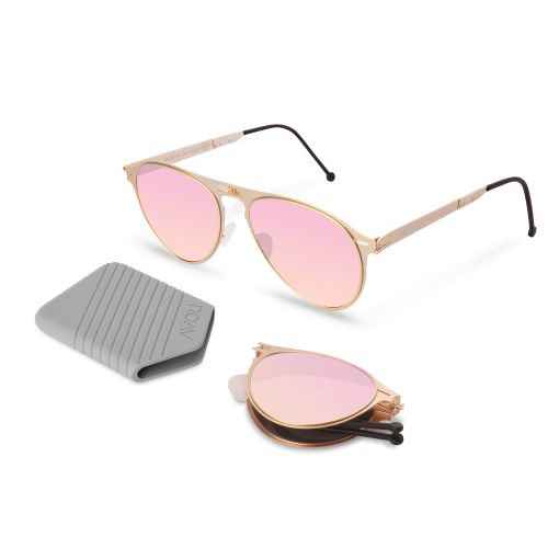 Roav Earhart Matte Gold Pink Mirror Polarized Lenses