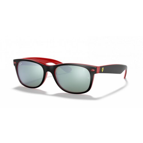 Ray-Ban New Wayfarer Ferrari Edition Matte Black/Red - Green Mirror Silver