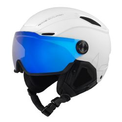 Bollé Casque à visière V-Line White Matte Visière1 Photochromic Blue Mirror Cat.1-3