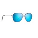 Maui Jim Mano Dark Navy/Silver Strip - Blue Hawaii Lens