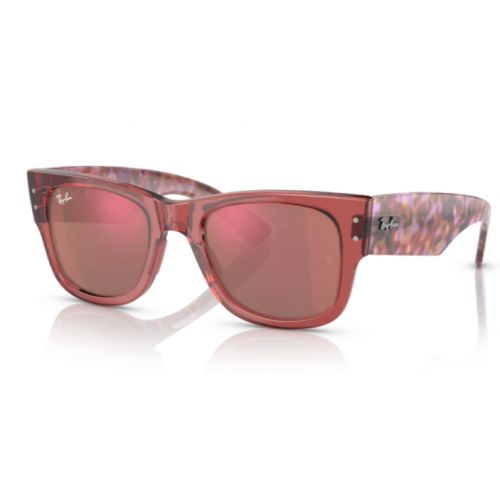 Ray-Ban Mega Wayfarer Transparent Pink Brown Mirror Dark Red