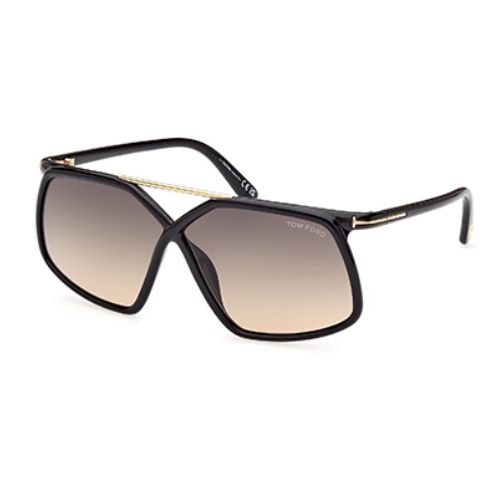 Tom Ford Meryl Bright Black Grey Smoke Lenses