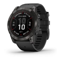 Garmin Fénix 7X Pro Sapphire Solar Titane Carbon Gray DLC avec Bracelet Noir