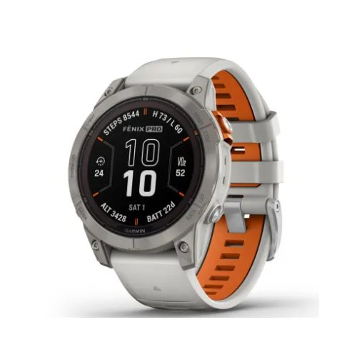 Garmin Fénix 7 Pro Sapphire Solar Titane Titanium avec bracelet gris/orange