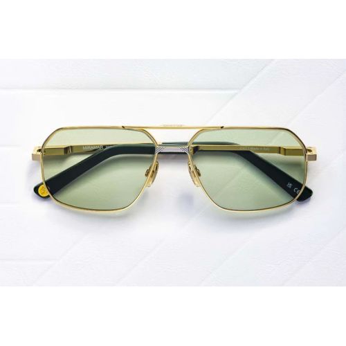 March LA.B Miramar Gold details Steel - Green Lenses 100% uv Cat.1