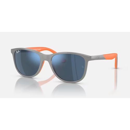 Ray-Ban Junior RJ9077S Grey On Rubber Orange Dark Blue Mirror Blue Lenses 