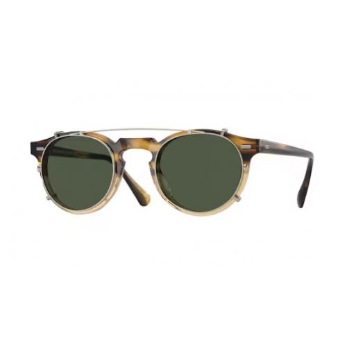 Oliver Peoples Clip-On Gregory Peck Flip Up Gold Brown Polar