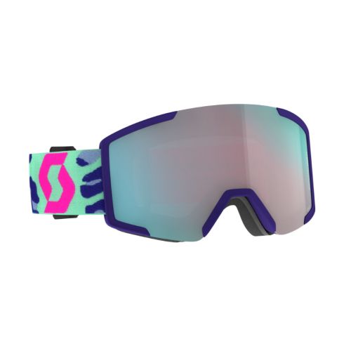 Scott Shield Mint Green / Neon PInk Enhancer Aqua Chrome+Extra Lens Illuminator Blue Chrome