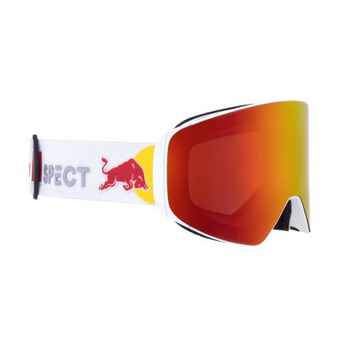 Red Bull Spect Masque de Ski Jam Matte White - Brown Red Mirror Cat.3 & Cloudy Snow Cat.2