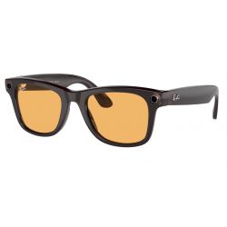 Ray-Ban Meta Wayfarer Shiny Rebel Black Amber Lens