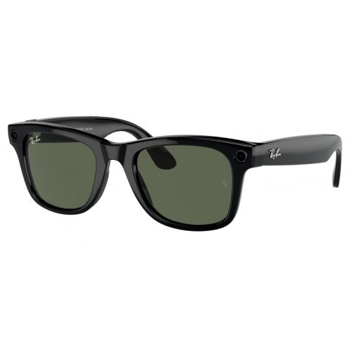 Ray-Ban Meta Wayfarer Shiny Rebel Black Amber Lens