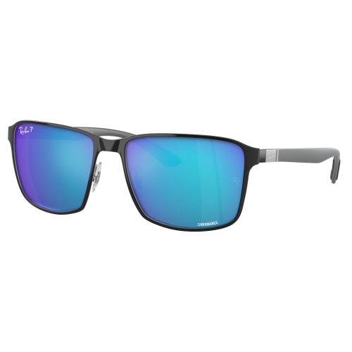 Ray-Ban RB3721CH Black on Silver - Green Mirror Blue Polar