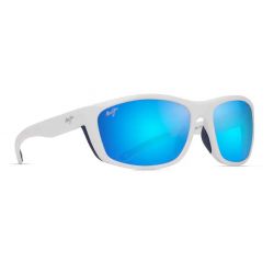 Maui Jim Nuu Landing White/Navy Rubber - Blue Hawaii Polarized Lenses