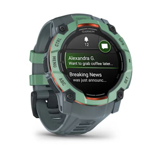 Garmin Instinct 3 SOLAR GPS Watch, Noir avec bracelet gris charbon 50mm