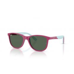 Ray-Ban Junior RJ9077S Fuchsia with Rubber Azzure - Dark Green Lenses
