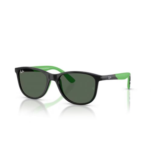Ray-Ban Junior RJ9077S Black with Rubber Green - Dark Green Lenses