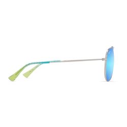 Maui Jim HAU‘OLI XL Shiny Silver w/Blue & Green Blue Hawaii 2P