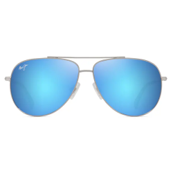 Maui Jim HAU‘OLI XL Shiny Silver w/Blue & Green Blue Hawaii 2P