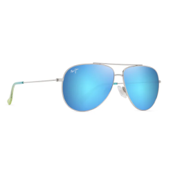 Maui Jim HAU‘OLI XL Shiny Silver w/Blue & Green Blue Hawaii 2P