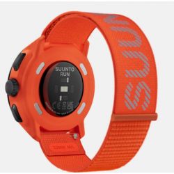 Suunto RUN Coral Orange - bracelet textile avec la marque SUUNTO réfléchissante