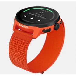 Suunto RUN Coral Orange - bracelet textile avec la marque SUUNTO réfléchissante