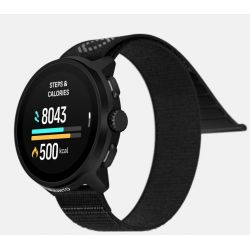 Suunto RUN All Black - bracelet textile avec la marque SUUNTO réfléchissante