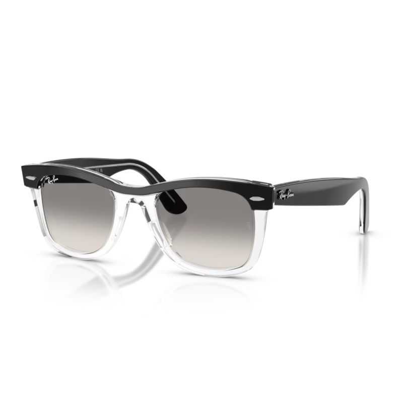 Ray-Ban Wayfarer Black on Transparent - Clear Gradient Grey Lenses Cat 3