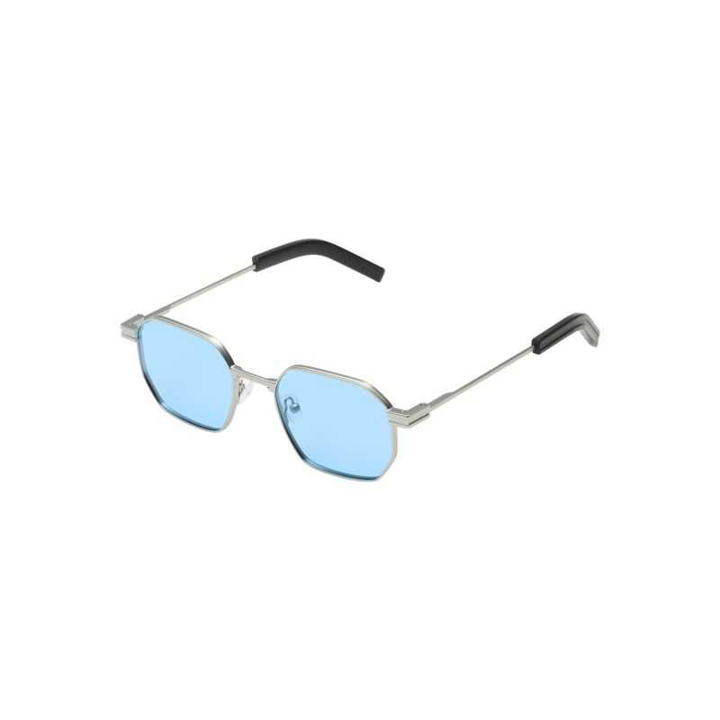 Komono The Percy Silver Black - Blue Polarized Lenses Cat 1